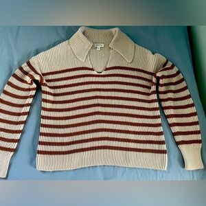 Nordstrom Striped Cream and Brown Women’s Sweater